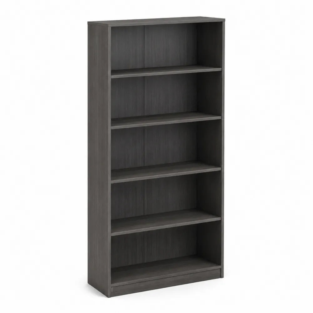 Bücherregal Holzwerkstoff Dunkelgrau 180x80x30 cm 5 Fächer