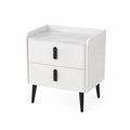 Nachttisch mit Marmoroberfläche Weiß MDF 2 Schubladen 60x40x30cm