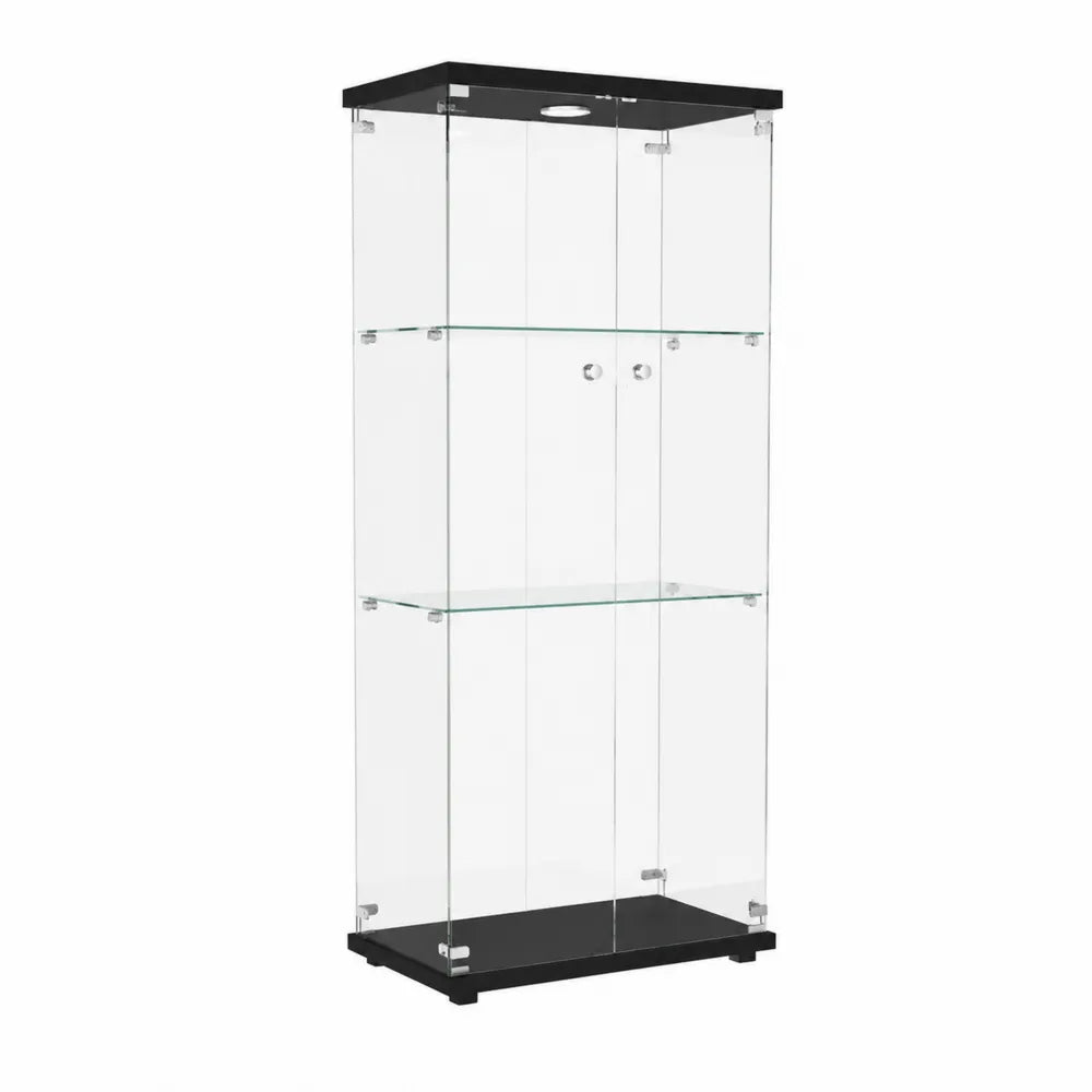 Vitrine aus gehärtetem Glas und MDF Schwarz 170x60x33cm