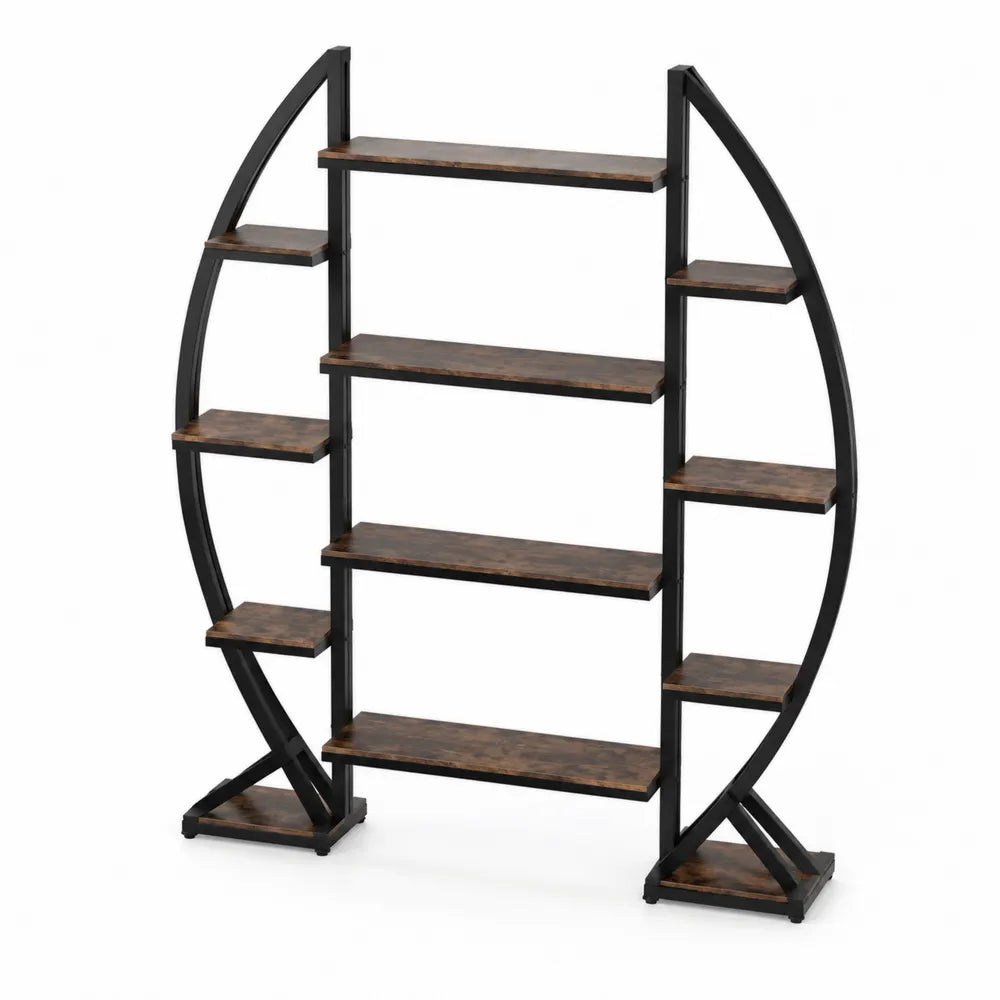 Bücherregal Halbkreisform Metall Holz
