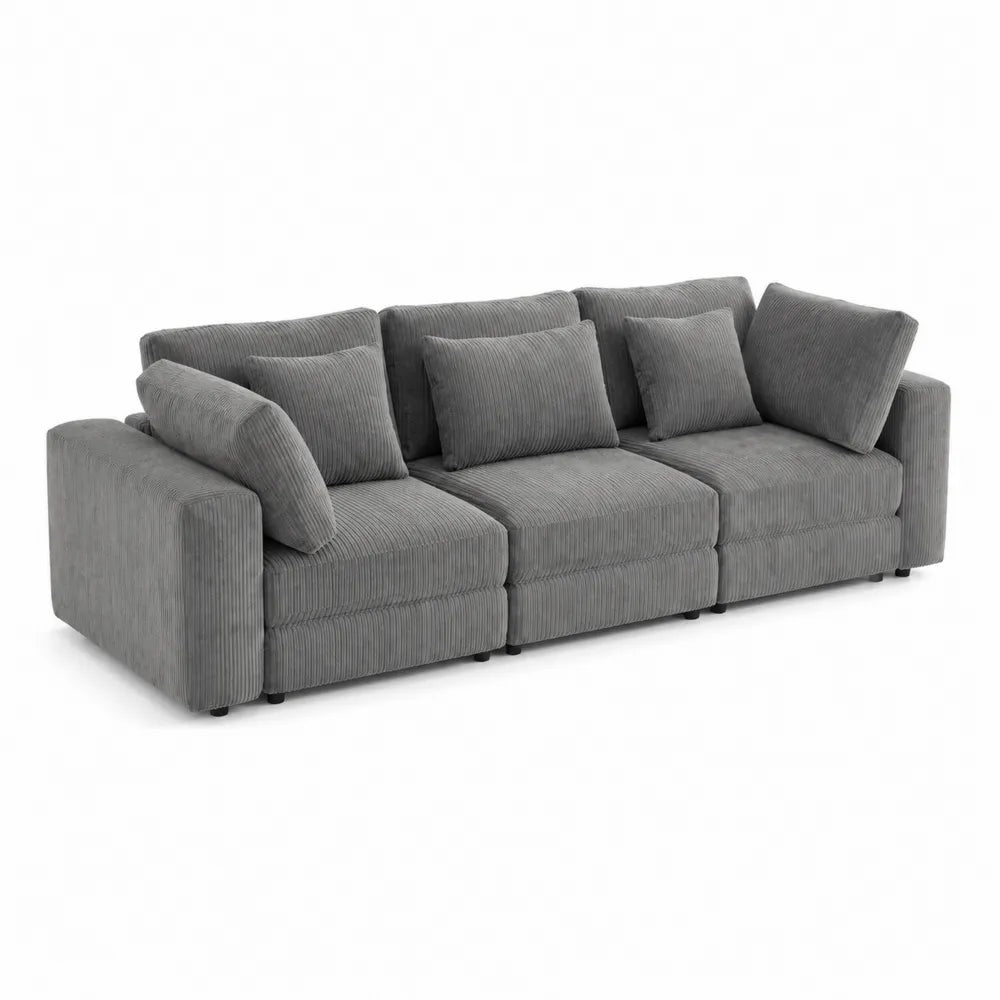 Modulares Sofa Set 4-Sitzer Cordstoff Grau