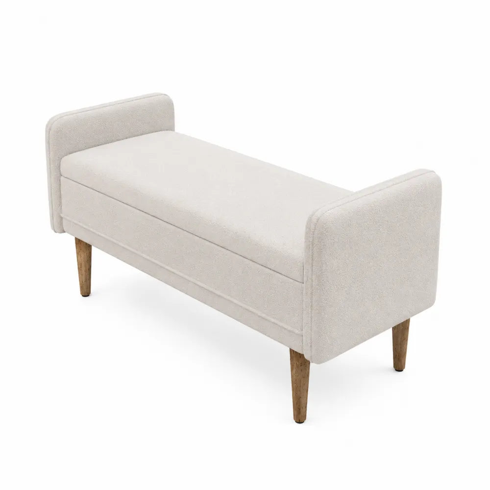 Holzbank Bouclé Beige 120cm