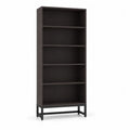 Bücherregal Holz Dunkelbraun mit Metallrahmen 180x80x30 cm
