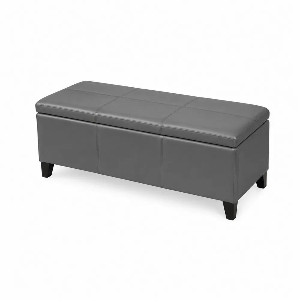Grau Kunstleder Sitzbank mit Stauraum