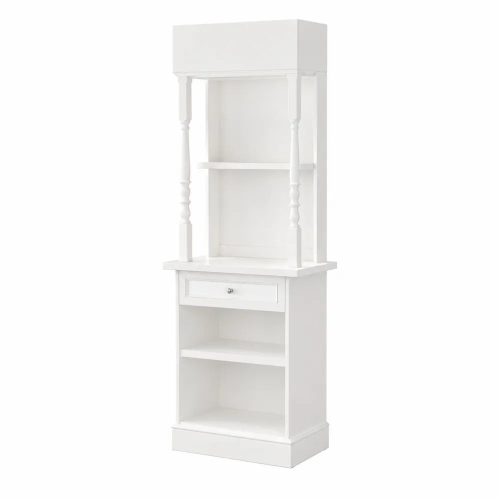 Weißes Bücherregal mit Schublade und Regalböden aus MDF 180x60x40 cm