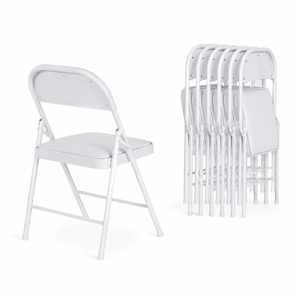 Klappstuhl Set aus Stahl und PVC-Kunstleder in Weiß
