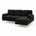 Schwarzes Velours-Sofa mit Edelstahlfüßen